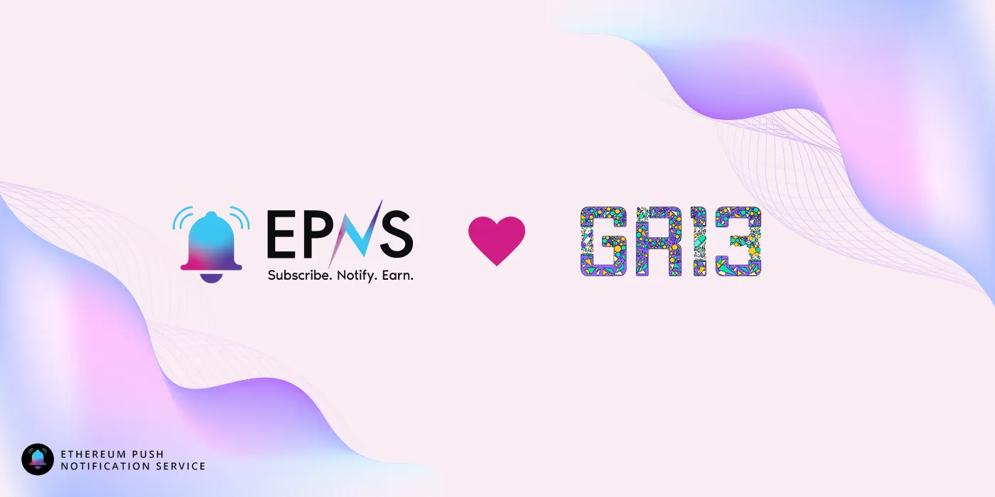 Cover image of EPNS sponsoring Gitcoin Grants Round 13!