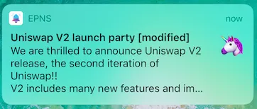 Uniswap V2 launch party Notification Image