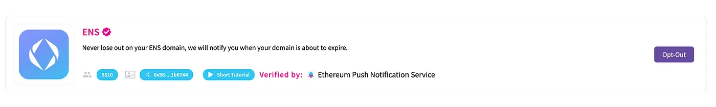 ENS Notification in Dapp Image